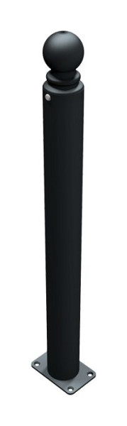 Schake Absperr-Stilpfosten Serie 485B Ø 82 mm, ortsfest, für Dübel Befestigung mit Bodenplatte 100 x 150 mm, ohne Verschluss, ohne Öse, 485PB