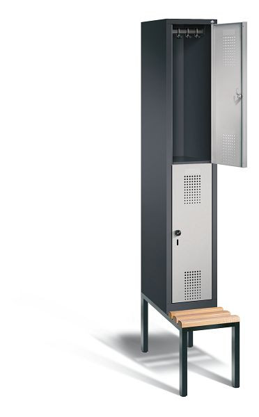 C+P Spind doppelstöckig Evolo, H2090xB320xT815mm, Farbe: Schwarzgrau / Weißaluminium, 48350-10 S10081