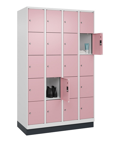 C+P Schließfachschrank Evolo PLUS, mit Sockel, 20 Fächer, 1950x1200x500mm, 9016/3015 Hellrosa, 049020-405 S10018
