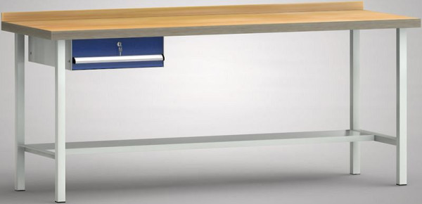 KLW Profi-Werkbank - 2000 x 700 x 905 mm L x T x H (ERGO-Version), links 1 Einzelschublade 150 mm Fh-EA, WP003E-2000M45-E7001