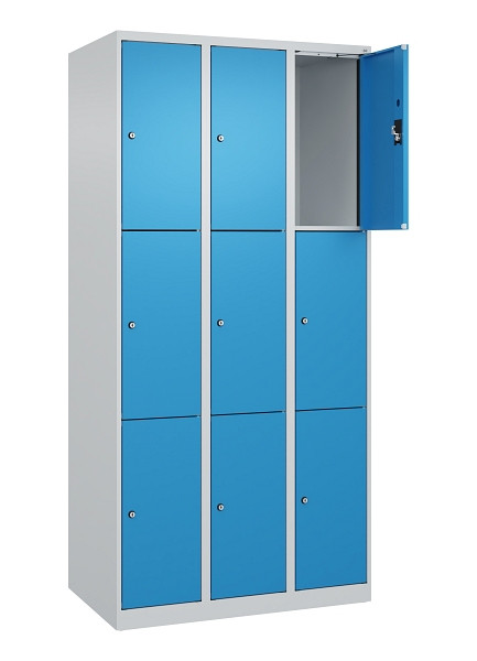 C+P Schließfachschrank Evolo PLUS, 9 Fächer, 1850x900x500mm, 7035/5012, 049000-303 S10007