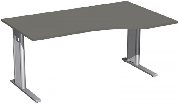 geramöbel PC-Schreibtisch rechts starr, C Fuß Blende optional, 1600x1000x720, Graphit/Silber, N-648311-GS
