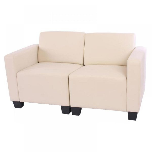 Mendler Modular 2-Sitzer Sofa Couch Lyon, Kunstleder, creme, 21694+21697