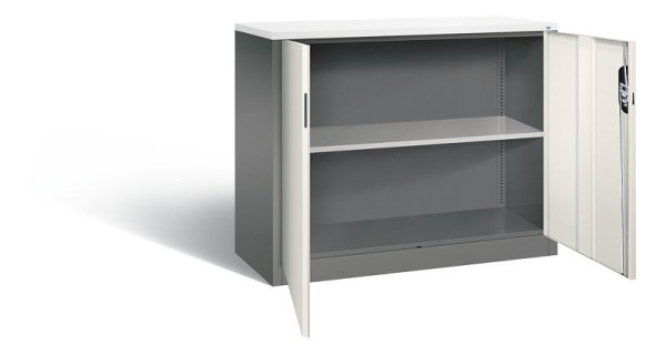 C+P Büroschrank Acurado, H1000xB1200xT500mm, Farbe: Vulkangrau / Perlweiß, Muldengriff, 2 OH, 9486-1200 S10285