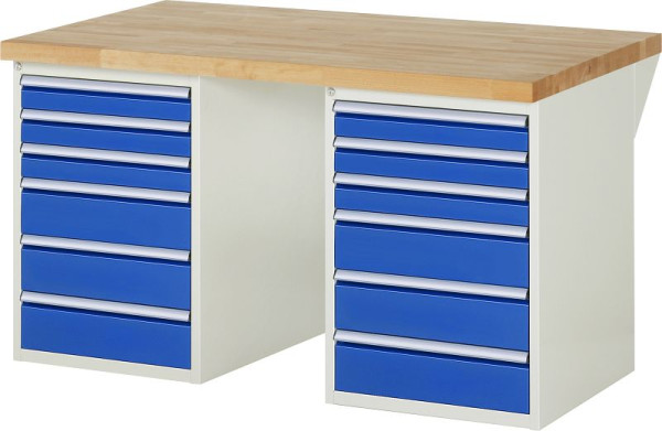 RAU Werkbank Serie 7000 - Modell 7515-3, B1500 x T900 x H890 mm, Systemunterbau B1500 x T850 x H850 mm, 03-7515A3-159B4M.11