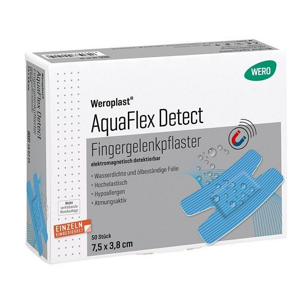 WERO Weroplast AquaFlex Detect Fingergelenkpflaster 7,5x3,8 cm, detektierbar, VE: 50 Stück, 180714