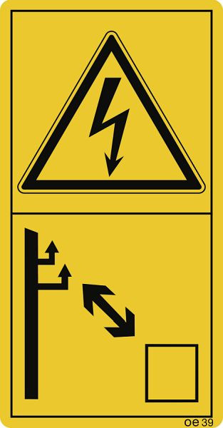 Moedel Ausreichenden Abstand zu elektrischen..., Folie, 35x68 mm, VE: 10 Stück/Bogen, 69739