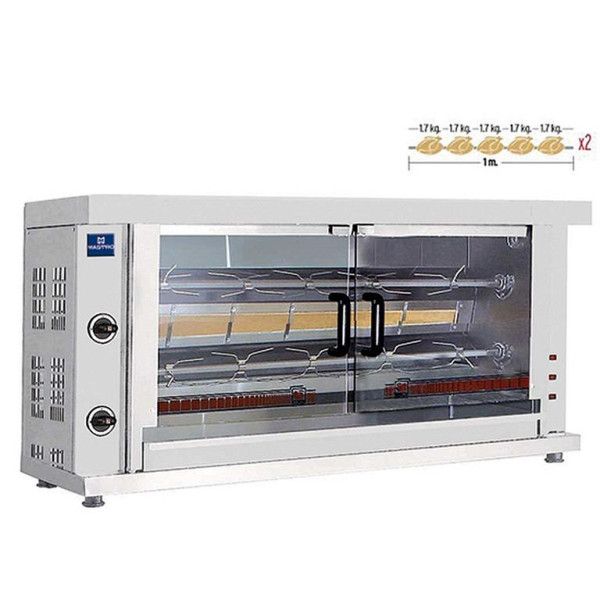 Mastro Gas-Hähnchengrill mit Beleuchtung, 2 Spieße für 8-10 Hähnchen, AJD0040