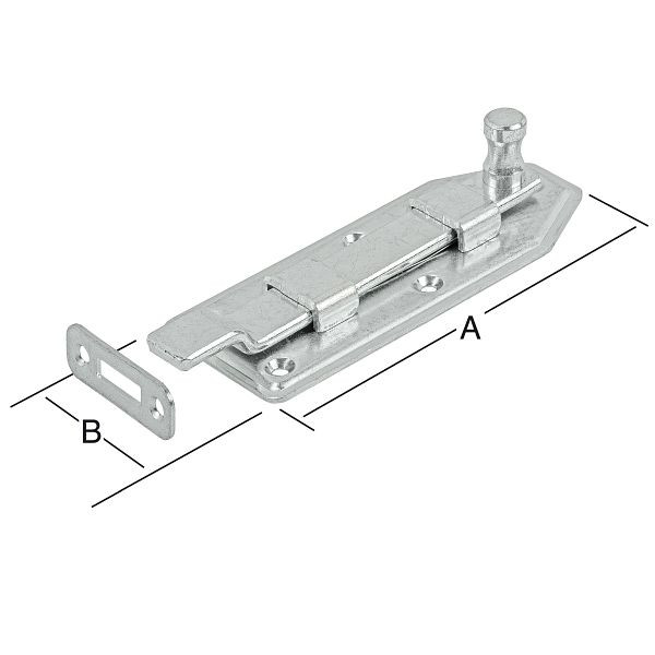 Vormann Türknopfriegel 140 x 56 mm, gerade, verzinkt, VE: 10 Stück, 000107140Z