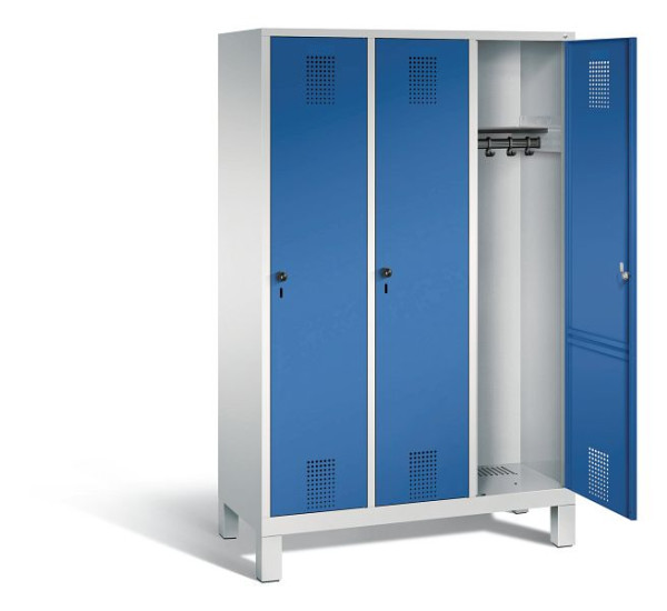 C+P Garderobenschrank Evolo, H1850xB1200xT500mm, Farbe: Lichtgrau / Enzianblau, 48010-32 S10004