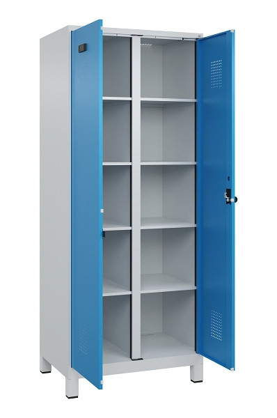 C+P Wäsche-Spind Evolo PLUS, mit Füßen, 2 Abteile, 1950x800x500mm, 7035/5012, Verschluss Drehriegel, 049012-22B S10007