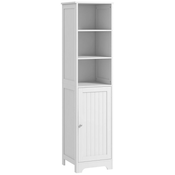 HOMCOM Badezimmerschrank Badschrank Toilettenschrank, 40 cm x 38 cm x 160 cm, Weiß, 834-185V90WT