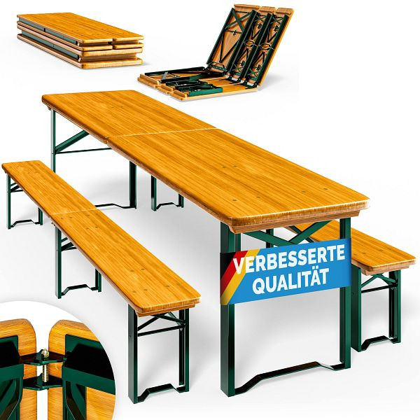 casaria Bierzeltgarnitur 220cm klappbar 10 Personen hohe Belastbarkeit massives Holz, 997751