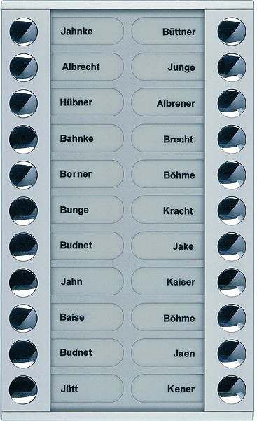 TCS Klingeltastenerweiterung für Audio Außenstation Serie PES/AVE 22 Klingeltasten (rechts-/linksbündig), AP silber, PET22-EN/04