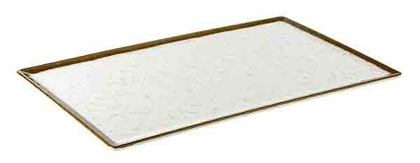 APS GN 1/1 Tablett -STONE ART-, 53 x 32,5 cm, Höhe: 1,5 cm, Melamin, innen: Dekor, weiß, Rand: braun, 84519