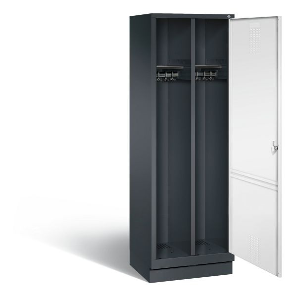 C+P Schwarz-Weiss-Spind Evolo, H1800xB610xT500mm, Farbe: Schwarzgrau / Verkehrsweiß, 48220-20 S10059