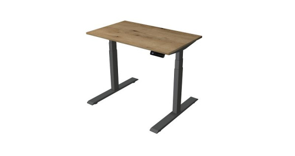 Kerkmann Kompakttisch B 1000 x T 600 mm, elektrisch höhenverstellbar von 630-1270 mm, Eiche/anthrazit, 10179155