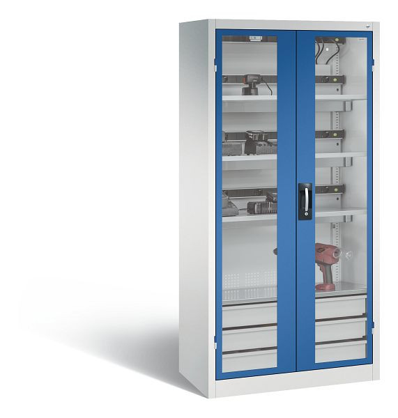 C+P Akkuladeschrank Comfort, H1950xB930xT500 mm, Lichtgrau/Enzianblau, 8921-055E3 S10009
