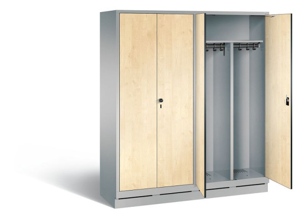 C+P Schwarz-Weiss-Spind Evolo, H1800xB1590xT500mm, Farbe: Weißaluminium / Dekor Donau-Ahorn, 48022-42 S10074