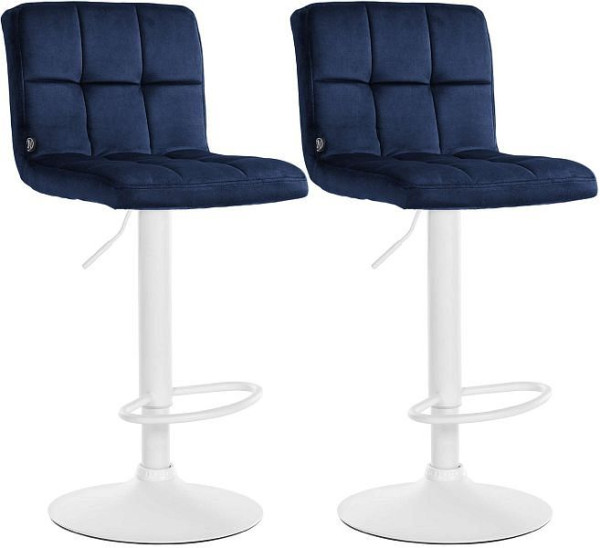 CLP Barhocker Peru Samt weiß, blau, VE: 2 Stück, 324938