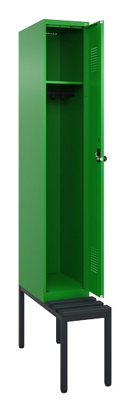 C+P Spind Evolo PLUS, 1 Abteile, 2120x300x815mm, 6037/6037, Haken 3, Drehriegel, Sitzfläche Kunststoff, Sitzbank, 0490507-10 S10080