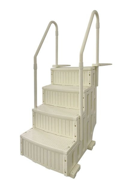 OKU Pooltreppe 4-stufig aus Kunststoff Länge: 68,8 cm Breite: 87,63 cm Höhe: 169,35 cm, 500431