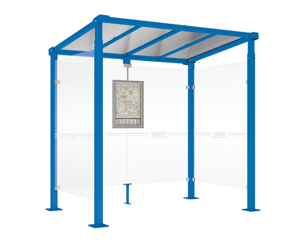 Procity Wartehalle Milano - 2 Seitenverkleidungen, Farbe RAL 5010, Maße: Breite 2500 x Höhe 2545 x Tiefe 1824 mm, 529242.5010
