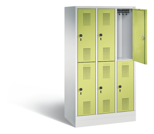 C+P Spind doppelstöckig Evolo, H1600xB900xT500mm, Farbe: Lichtgrau / Viridingrün, 483206-30 S10056