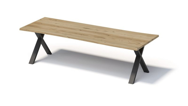 Bisley Fortis Table Natural, 2800 x 1000 mm, natürliche Baumkante, geölte Oberfläche, X-Gestell, Oberfläche: natürlich/Gestell: schwarz, FN2810XP333