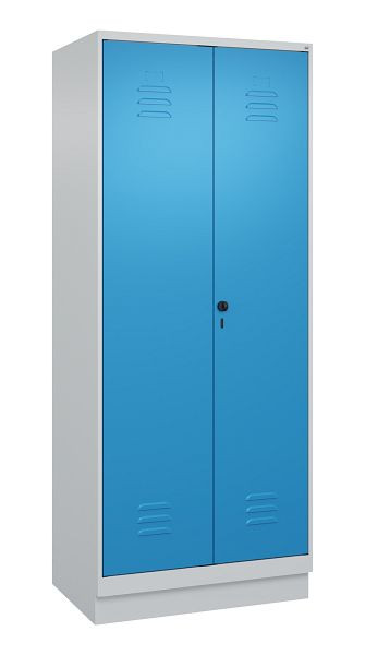 C+P Mehrzweckschrank Classic PLUS, Sockel, 2 Abteile, 1950x800x500mm, 7035/5012, Drehriegel, Türen zueinanderschlagend, 080022-22B S10004