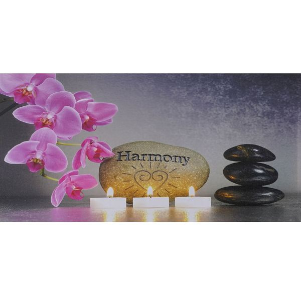 Mendler LED-Bild, Leinwandbild Leuchtbild Wandbild, Timer, 110x55cm Harmony, flackernd, 36741