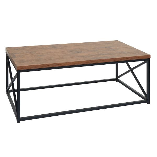 Mendler Couchtisch HWC-A27, Wohnzimmertisch Beistelltisch Sofatisch, Metall 3D-Struktur 44x110x60cm, Wildeiche-Optik, 105125