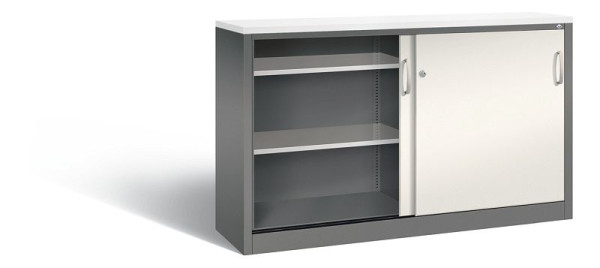 C+P Sideboard mit Schiebetüren Acurado, H1000xB1600xT400mm, Farbe: Vulkangrau / Perlweiß, Bügelgriff, 2146-00 S10106