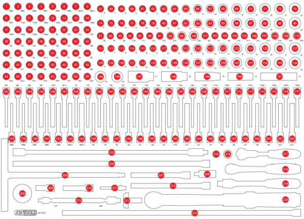 KS Tools Leere Schaumstoffeinlage zu 821.0221, 821.0221-97