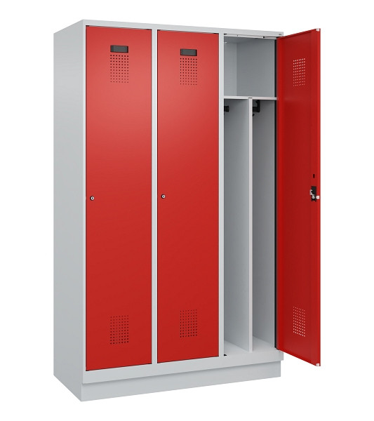 C+P Spind Evolo PLUS, mit Sockel, 3 Abteile, 1950x1200x500mm, 7035/3020, Verschluss Zylinderschloss, 049020-32F S10032