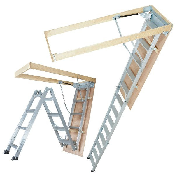 VEVOR Klappbare Dachbodenleiter aus Aluminium, verstellbar, tragbar, Dachbodentreppe, Decke, ZDKKSGLTLHJ3WVQM2V0