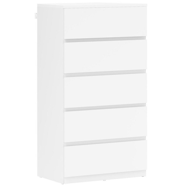 HOMCOM Kommode Sideboard Schubladenkommode, 5 Schubladen, 55 x 34 x 100 cm, Weiß, 831-337V99WT