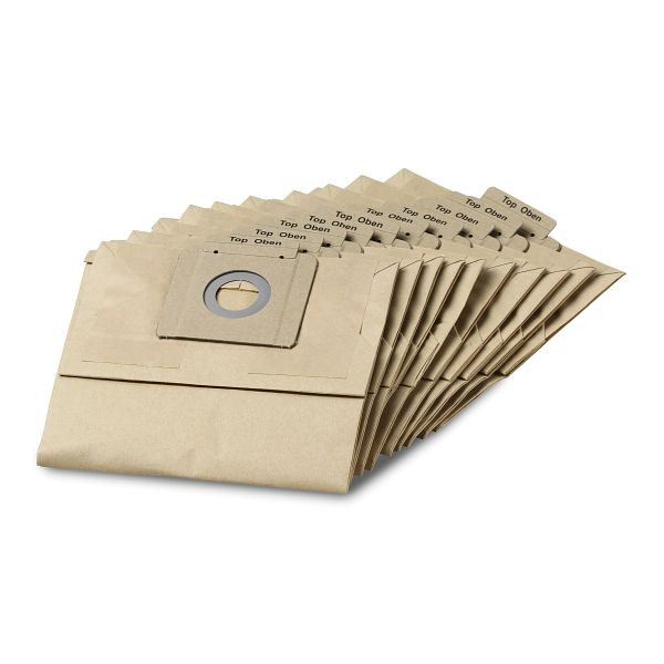 Kärcher Papierfiltertüten 2-lagig, VE: 10 Stück, T 12/1-Varianten, Staubklassse M geprüft, 6.904-312.0