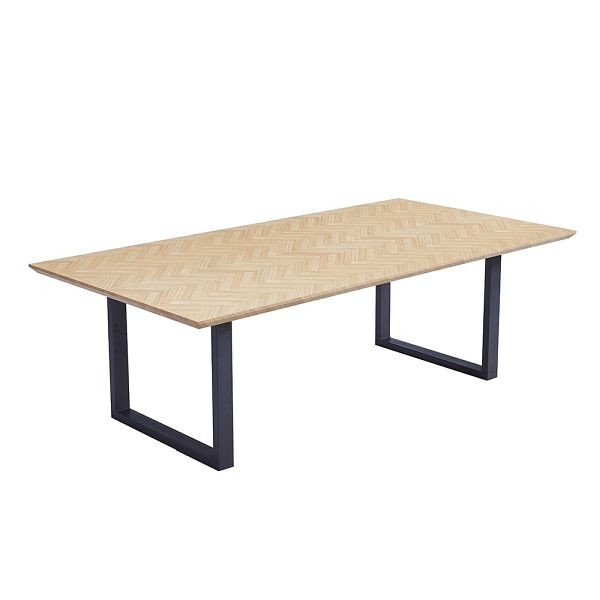 HOME DELUXE Esstisch Eckig AVENCIA inklusive U-Fuß - 240 x 120 cm Fishbone Oak, 58376