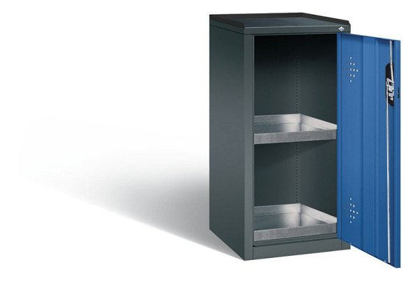C+P Umweltschrank Acurado, H1000xB502xT500mm, Farbe: Anthrazitgrau / Enzianblau, Muldengriff, 8721-315 S10173