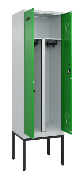 C+P PSA Doppel-Spind Evolo PLUS, Gestell, 2 Abteile, 2120x600x500mm, 7035/6037, Zylinderschloss, 0490327-20P S10038