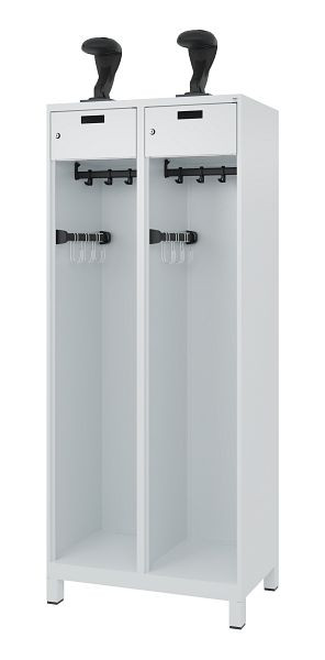 C+P Feuerwehrspind Evolo, Modell PRAKTUS, 2 Abteile, H1850xB800xT500 mm, Lichtgrau, Füße, 0492015-22 S10007
