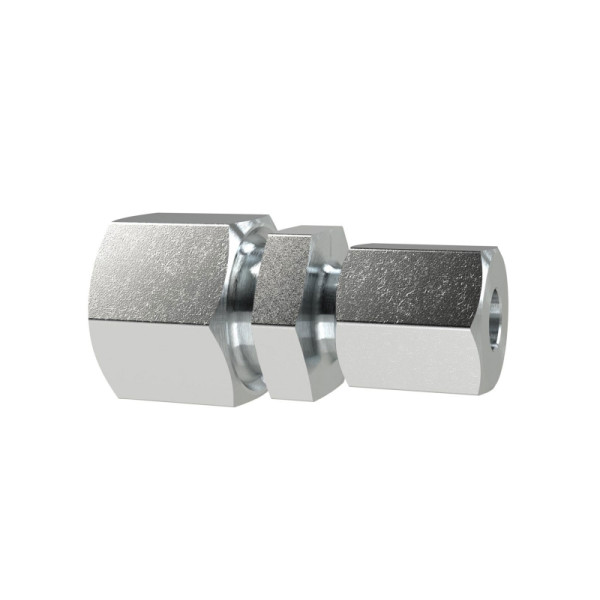 Riegler Gerade Reduzierverschraubung, Rohr-Außen-Ø Muffen 12/8 mm, PN max. 630 bar, SW1 22, SW2 24, SW3 19, Stahl verzinkt, 159336