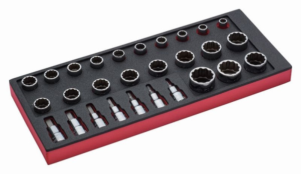 Bahco 1/3 Einlage, Steckschlüssel + Zubehör 1/2", 28-teilig, FF1E2205