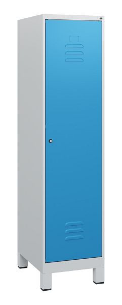 C+P Umkleidespind Classic PLUS, Füße, 1630x400x500mm, 7035/5012, Zylinderschloss, 0800105-12 S10019
