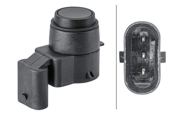 HELLA Sensor, Einparkhilfe, 3-polig, gesteckt, überlackierbar, mit Befestigungsring, 6PX 358 141-831