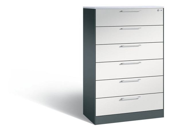 C+P Schubladenschrank Asisto, H1310xB800xT435 mm, Anthrazit/Grau/DBS Hellgrau, 146023-623 S10220