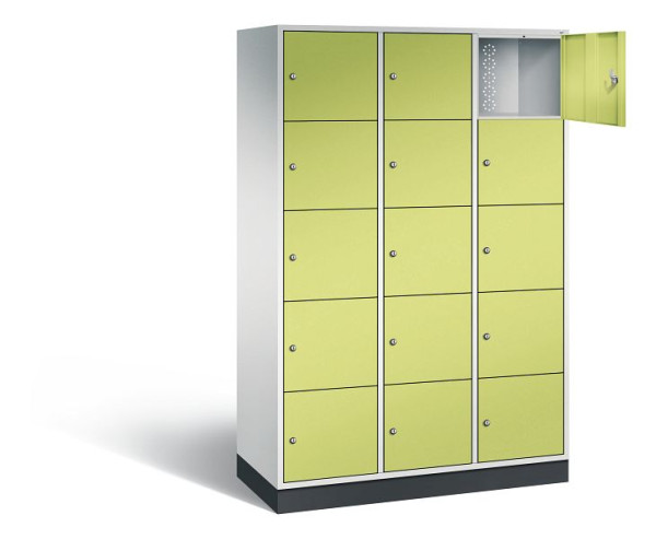 C+P XL-Schließfachschrank Intro, H1950xB1220xT490mm, Farbe: Lichtgrau / Viridingrün, 8570-302 S10076