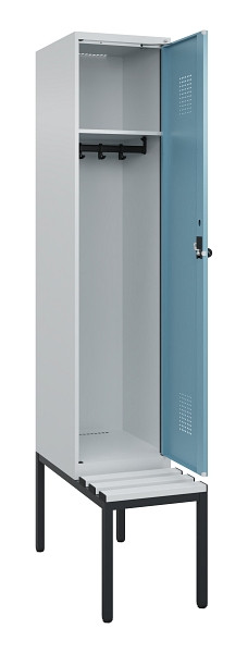 C+P Spind Evolo PLUS, 1 Abteile, 2120x400x815mm, 7035/0010, Haken 4, Drehriegel, Sitzfläche Kunststoff, Sitzbank, 0490507-12 S10063