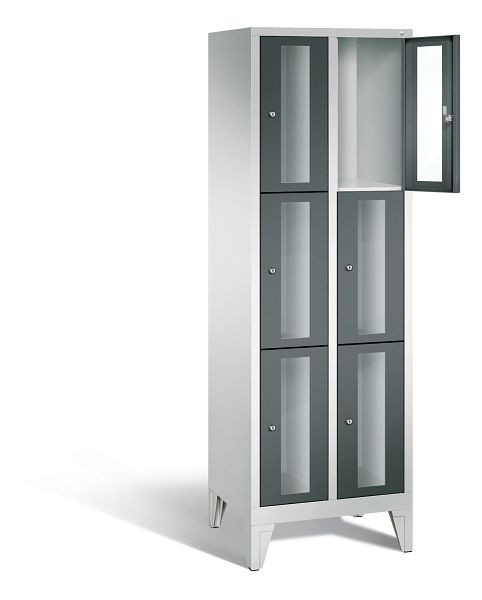 C+P Schließfachschrank Classic, H1850xB610xT500mm, Farbe: Lichtgrau / Anthrazitgrau, 8010A203 S10020